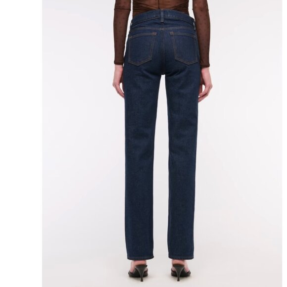 NWOT Abercrombie & Fitch Mid Rise 90s Straight Jean in Dark Rinse - Picture 5 of 7